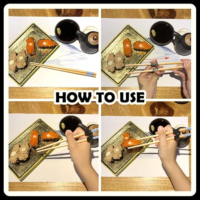 LYART 7 Pairs Reusable Training Chopsticks Beginners for Kids Adults Learners, Japanese Wooden Chopsticks Trainers Helpers Set, Dishwasher Safe, L8.86Inch (5.Simplicity print)