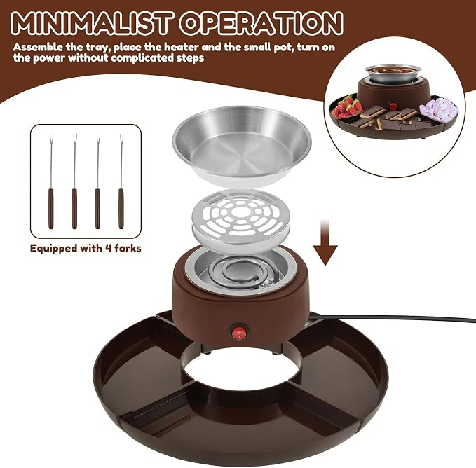 2 in 1 Smores Maker Tabletop Indoor Fondue Set, Smores Maker Tabletop Indoor Kit with Removable Trays & 4 Skewers Unique Couple Gift Set Idea, Parties, Date & Movie Night Supplies,Black