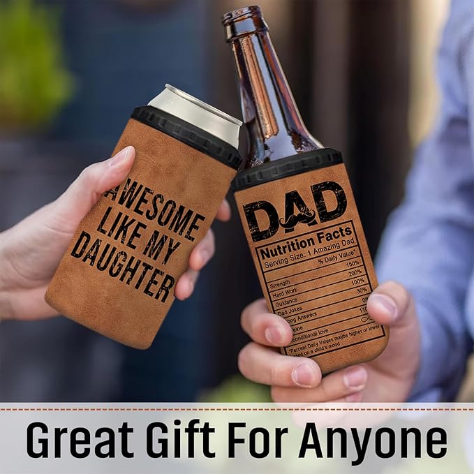 Gifts for Dad from Daughter, 4-IN-1 Insulated Can Cooler | Awesome Like My Daughter, Fathers Day, Birthday, Christmas, Retirement, 16 Oz Tumbler, Stainless Steel, Leak Proof