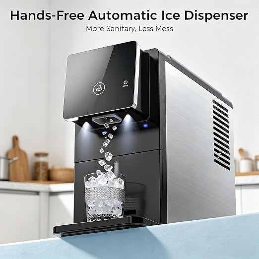 Nugget Countertop Ice Maker, Automatic Ice Dispenser, 33 lbs/Day Chewable Pellet Ice Machine with Self-Cleaning & Measured Dispensing, 1.8L Water Tank, Portable Ice Maker for Home, Kitchen, Office