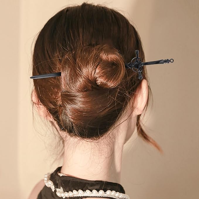 Qianyu 4 Pcs Ancient Style Sword Hair Chopsticks Chinese Style Hair Sticks for Bun Hair Long Hair Classic Vintage Ancient Sword Shape Hair Sticks Women Girl Decorative Accessories Gifts