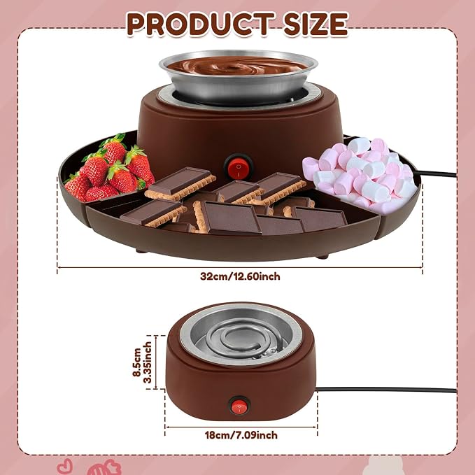S'Mores Maker & Chocolate Fondue Set, 280W Electric Indoor Roaster with 10 Accessories, 30 cm Diameter for Parties & Movie Nights, Idea