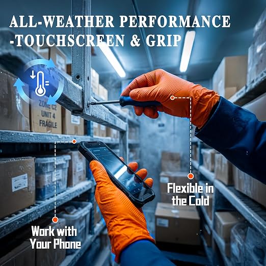 ANBOSON 10 Mil Heavy Duty Industrial Nitrile Gloves, Orange Large 500 Count | 500 Ct Diamond Texture, Disposable Latex Free Rubber Gloves for Auto Repair,Workshop,Warehouses,Chemical Handling Industrial