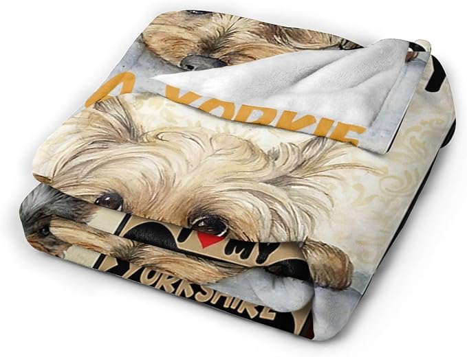 Funny Dog Blanket Soft Cute Kawaii Yorkshire Terrier Dog Plush Throw Blanket Cozy Lightweight Flannel Stuff Decor Fleece Blanket Gifts for Lovers Girls Boys Kids Adults Women Bed Travel 50"x60"