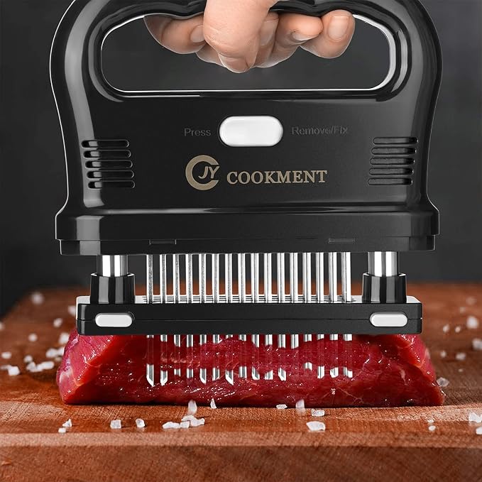 Meat Tenderizer Tool with 48 Stainless Steel Ultra Sharp Needle Blades, Detachable Kitchen Cooking Tool Best For Tenderizing, BBQ, Marinade
