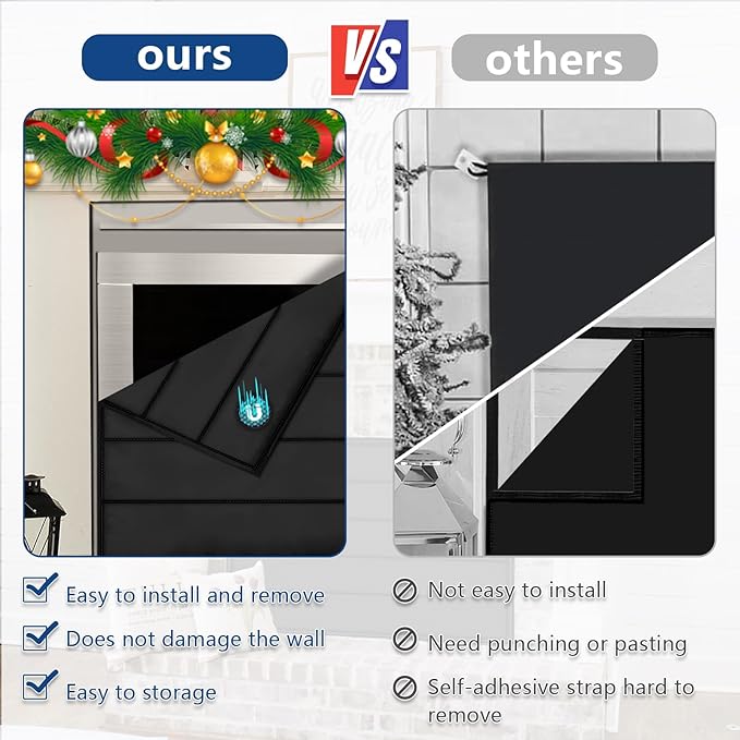Fireplace Cover, Magnetic Fireplace Blocker Blanket Stops Heat Loss, Indoor Fireplace Draft Stopper Save Energy, Magnetic Fireplace Draft Cover for Iron Fireplace Frame (41"x29")