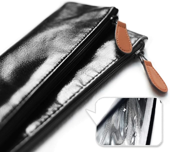 Sunlit 100% Waterproof Wipe Clean Hygienic Carrying Case/Pouch for Reusable Straws - 2 set Black - For 10.5 inches Straws Silicone or Stainless Steel - Brush/Chopsticks Zipper Bag for Travel