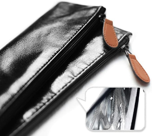 Sunlit 100% Waterproof Wipe Clean Hygienic Carrying Case/Pouch for Reusable Straws - 2 set Black - For 10.5 inches Straws Silicone or Stainless Steel - Brush/Chopsticks Zipper Bag for Travel
