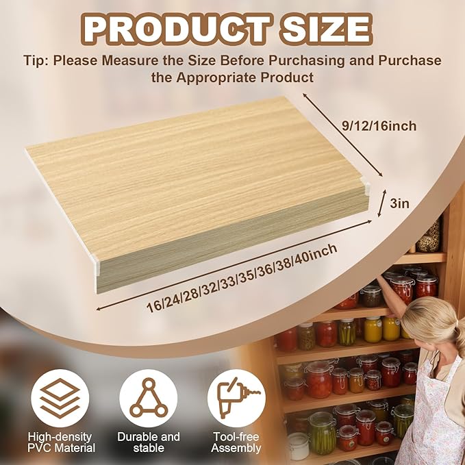 5 Pcs Wire Rack Covers 16x9x3 inch PVC Pantry Shelf Cover 0.31 inch Thick Removable Closet Wire Rack Shelf Covers,Decoration Kitchen Bathroom Office Shelving (Wood Color,16x9x3 inch)