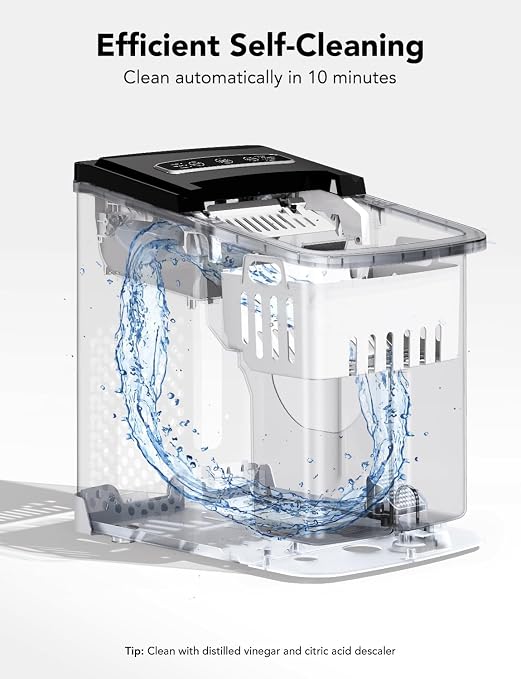 GoveeLife Smart Countertop Ice Makers, Portable Ice Maker Machine with Self-Cleaning, 6 Mins 9 Bullet Ice, 26lbs/24Hrs, Voice Remote for Home Kitchen Party Camping, with Ice Scoop Stainless Silver
