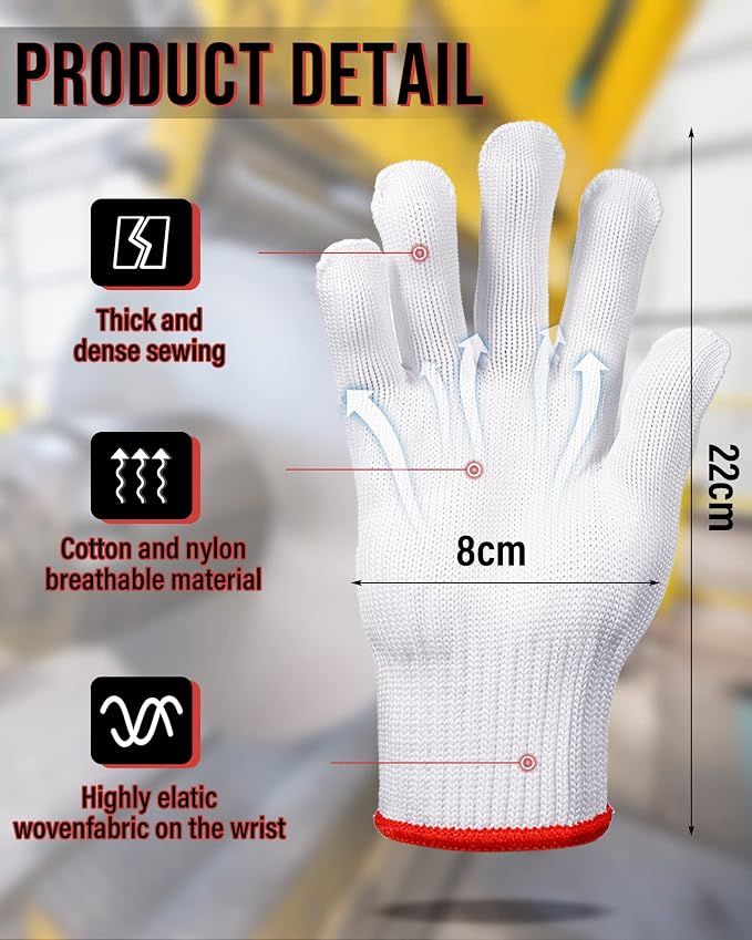 SATINIOR 36 Pairs Work Gloves White Cotton Polyester Liners Safety Work BBQ Gloves Liners Men Women Hand Protection