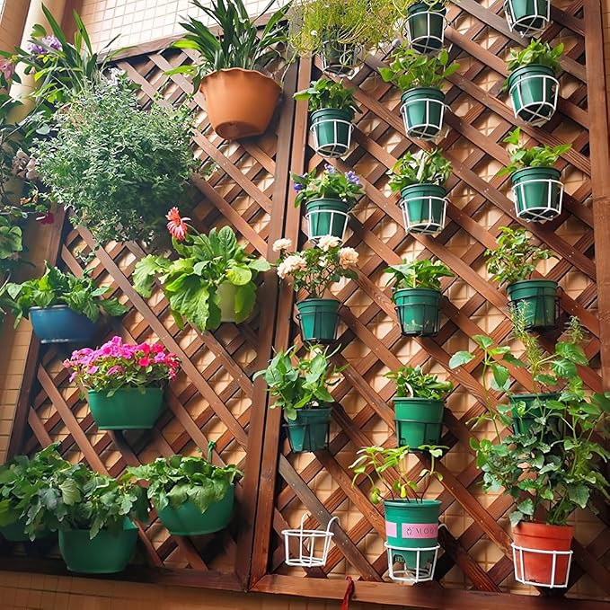 Zfmnoyev Outside Wooden Decorative Fences, Courtyard Edge Fence Board, Decorative Garden Trellis for Climbing Plants, Standing Decorative Privacy Fence Panels for Deck Patio Balcony(90x90cm)