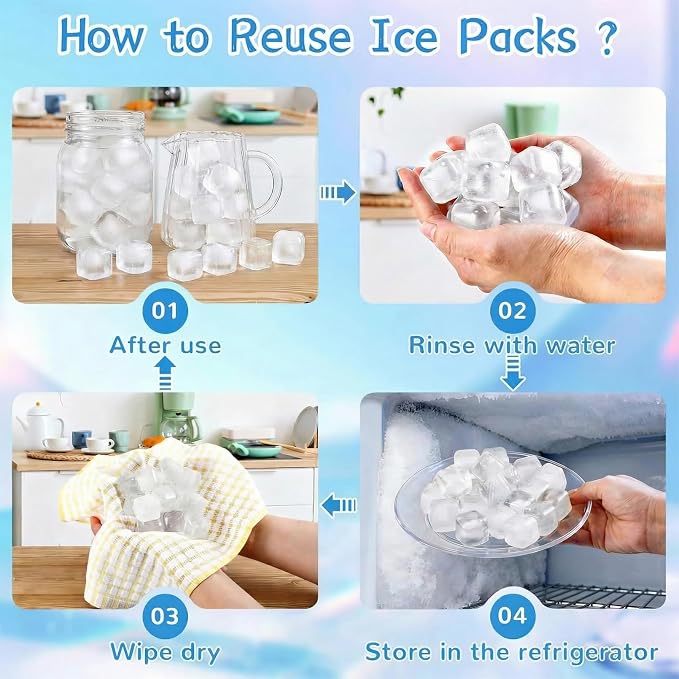 100 Pack Reusable Ice Cubes, Clear Plastic Ice Cubes, 1 Inch | Refreezable Square Cubes, Transparent Plastic Cubes without Diluting for Cocktails Coffee Wine Whiskey, Easy to Use