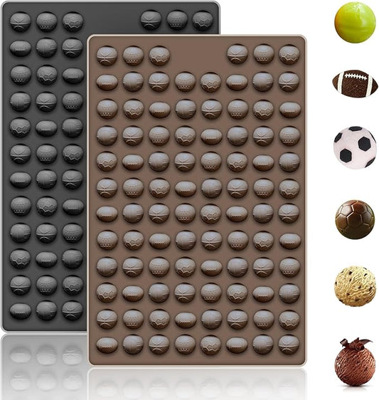 2 PCS Gummy Balls Candy Molds,Soccer Basketball Rugby Silicone Molds,188 Cavity Mini Silicone Mold for Chocolate, Fondant, Candy, Biscuits, Cookie, Jelly and Dog Training Commands Concept