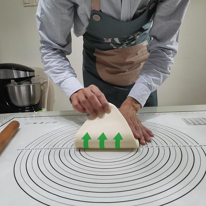 Yansumi silicone pastry non stick baking mat with measurement fondant mat with three sizes for silicone baking mat, counter mat, dough rolling mat,fondant/pie crust mat (Black, 24"L x16"W)