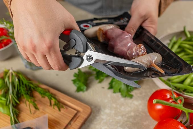 Kuhn Rikon Pro Kitchen Shears | Micro-Serrated Blades, Quick Release Spring, Self-Sharpening Blade