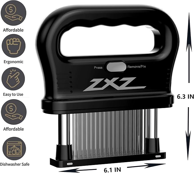 ZXZ Premium Meat Tenderizer Mallet – 48 Stainless Steel Blades, Ideal for Marinated Meats, Beef, Steak, Chicken, Poultry & More – Kitchen Must-Have Tools for Chefs & Cooking Enthusiasts