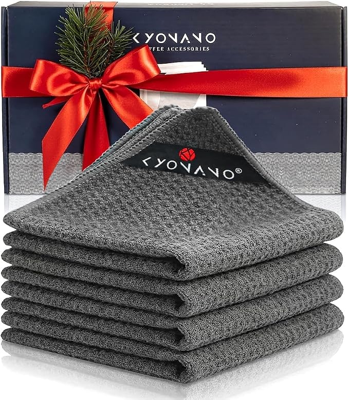 KYONANO Espresso Accessories - Barista Towels 4 Pack - Barista Microfiber Towel (12"x12") - Coffee Towels for Coffee Bar - Espresso Towel - Coffee Bar Accessories for Clean Steam Wand