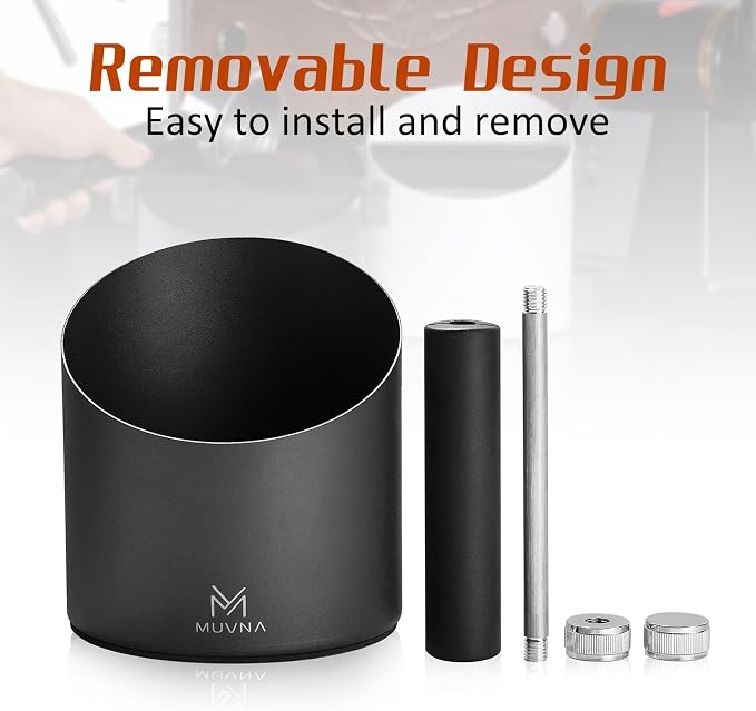 Espresso Knock Box - 15 Pucks Coffee Grounds Bin with Barista Towels, Removable Knock Bar & Non-Slip Base, Slanted Steel Anti-Splash Coffee Puck Container for Home, Espresso Accessories, Black