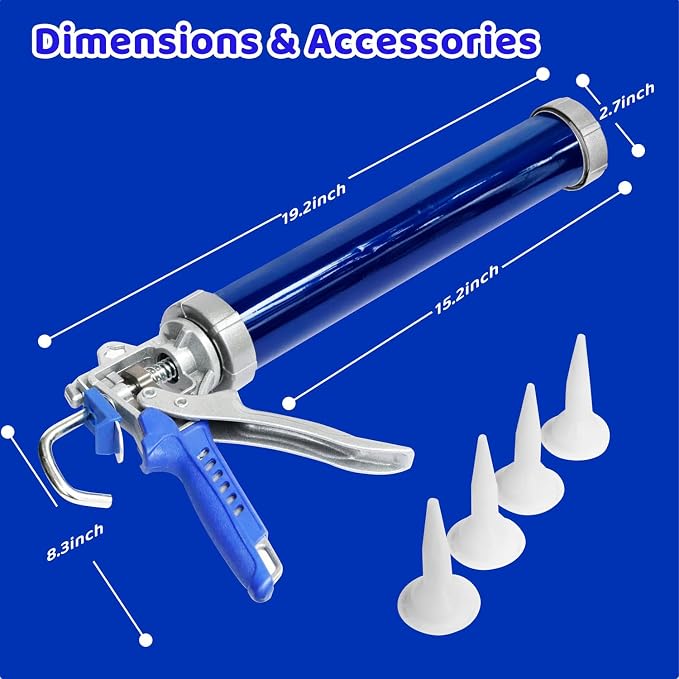 2 Pack sausage caulking gun, sausage gun caulking gun, 20 oz sausage tube gun caulking gun，with 4 cone nozzles,Suitable for bathroom, kitchen, living room, window and roof