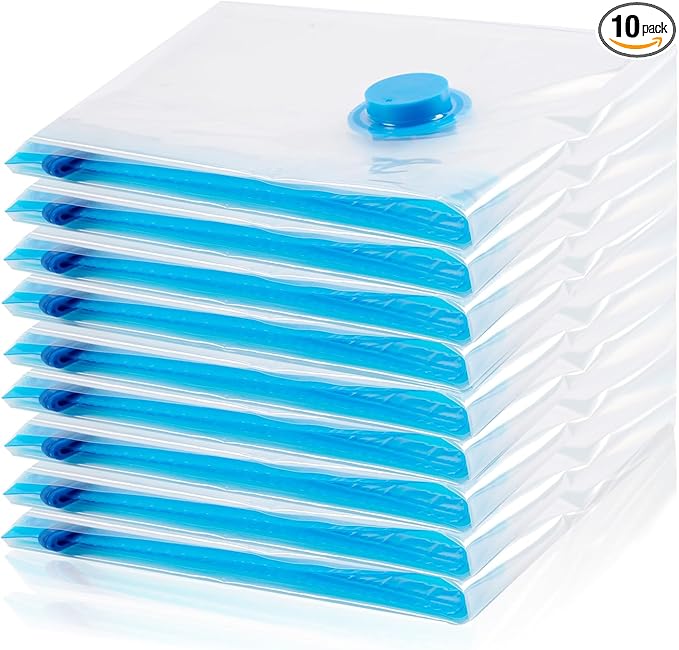 Vacuum Storage Bags, 10 Small Space Saver Vacuum Sealed Bags for Clothes, Compression Bag Blanket Storage Travel Essentials