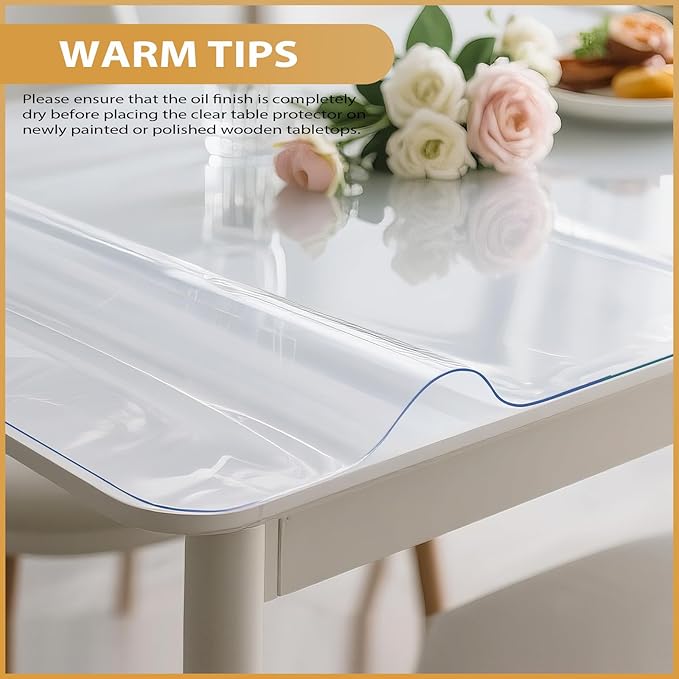 Clear Table Protector 42 x 72 Inch, 1.4mm Thick Waterproof PVC Plastic Table Cover, Durable Table Pad for Dining Room, Kitchen, Writing Desk, and Coffee Tables