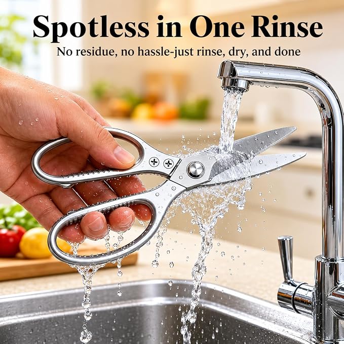 Kitchen Shears Heavy Duty 8.5", Multipurpose Food Scissors for Meat Chicken | Detachable Design for Easy Cleaning, Dishwasher Safe, Non-Slip Comfort Grip, for Meat Chicken Vegetables Seafood & Herbs