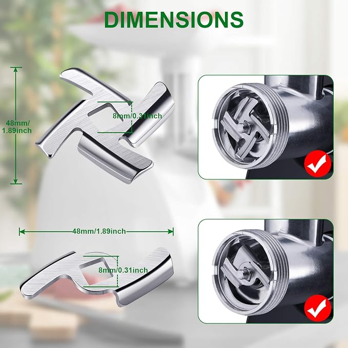 Mudder 9 Pieces Meat Grinder Blades Plate Discs Stainless Steel Food Knife Cutter Meat Grinder Replacement Parts for Size 5 Stand Mixer Accessories