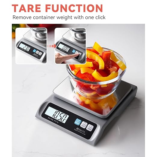 BOMATA 0.1g High Precision Food Scale, USB Rechargeable, 13lb Digital Kitchen Scale with Removable Stainless Steel Pan, Backlit LCD Display, for Cooking, Baking B621 Grey