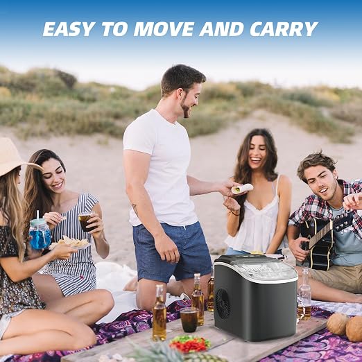 26LBS Per Day Portable Countertop Ice Maker, Self-Cleaning 2 Sizes of Bullet Ice Machine with Scoop and Basket, 9 Cubes in 6 min,Ideal for Home/Kitchen/Bar/Camping (Home, 26.5LBS/Day)