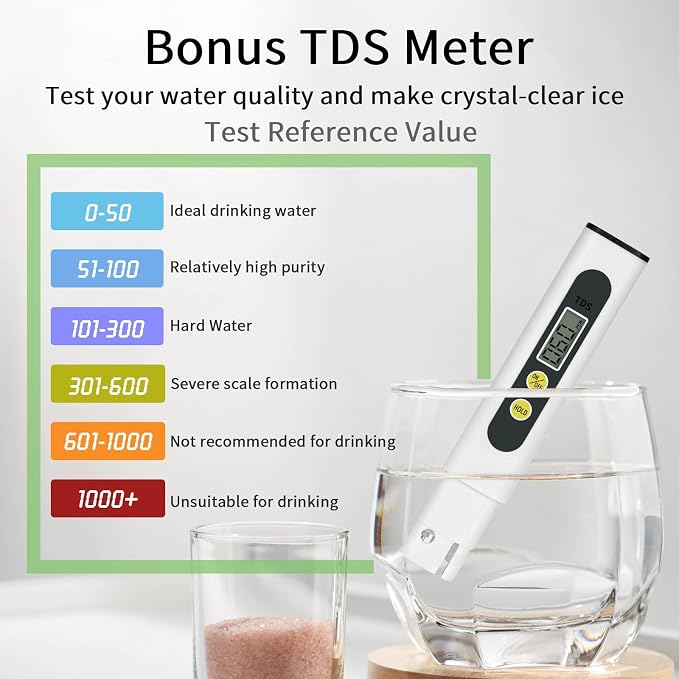 ecozy Nugget Ice Maker Countertop, 40Lbs/Day Chewable Pebble Ice, TDS Meter | Soft Sonic Ice Machine, Self-Cleaning, One-touch Timer, Pull-out Ice Basket, Compact for Home Kitchen Office