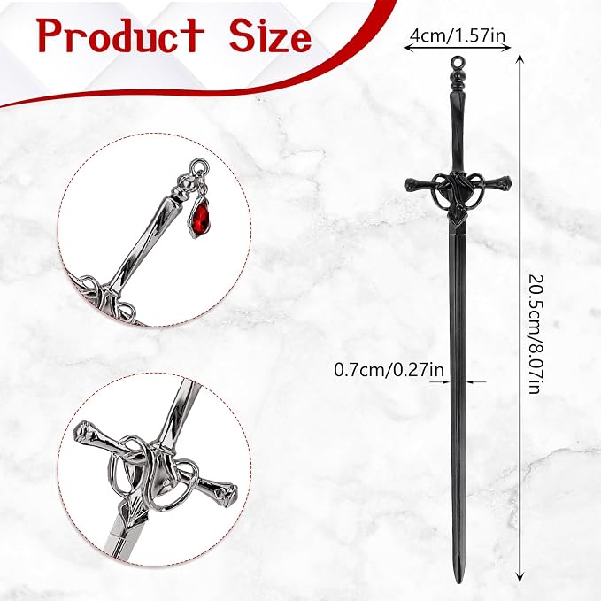 Qianyu 4 Pcs Ancient Style Sword Hair Chopsticks Chinese Style Hair Sticks for Bun Hair Long Hair Classic Vintage Ancient Sword Shape Hair Sticks Women Girl Decorative Accessories(Style 2)