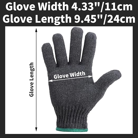 12 Pairs Dark Grey Gloves Men Women, Large Field Dressing Gloves for BBQ, Grilling, Oven, Heat Resistant, Mechanics, Welding, Gardening, Bulk