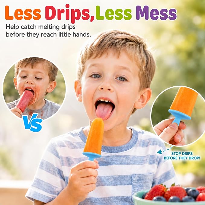 Stuffed Popsicle Mold for Toddler, 2-in-1 Double Layer Ice Pop Mold, Makes 12 Pops, DIY Center-Filled Frozen Healthy Treats, Non-BPA Silicone Popsicle Molds for Kids & Adults