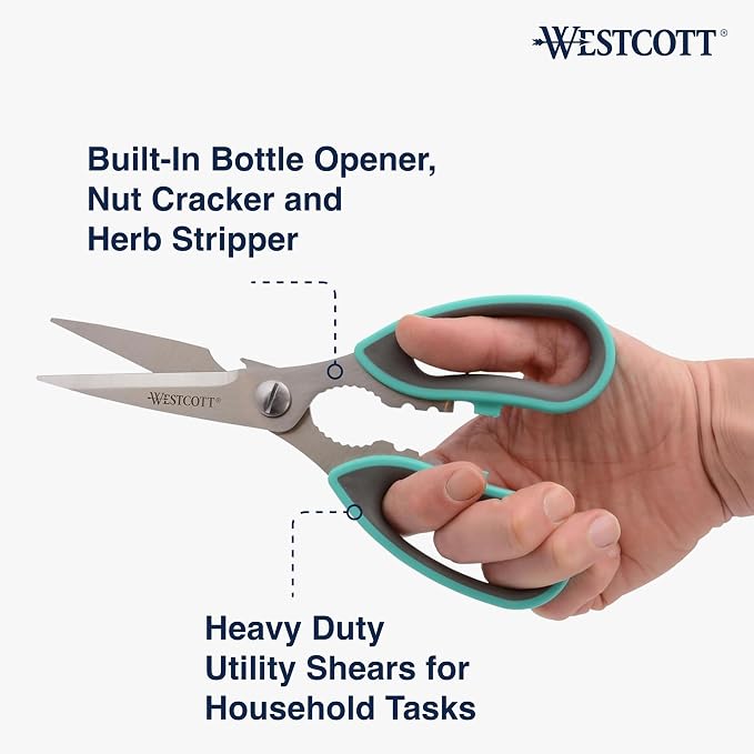 Westcott Titanium-Bonded Kitchen Shears - 8.5-Inch Durable and Versatile Utility Scissors with Soft Handle for Precise Cutting, Ideal for Cooking