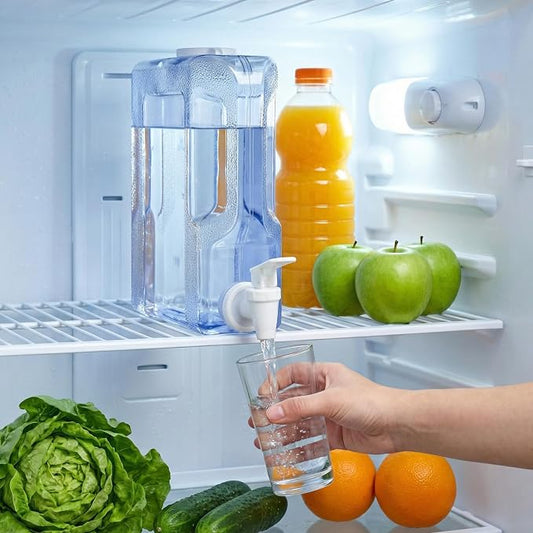 Funnymoom 6 Pcs Drink Water Dispenser for Fridge 0.8 Gallon Beverage Dispenser with Spigot Plastic Reusable Refrigerator Water Dispensers Waters Jug Container for Party Outdoors Camping Hiking Home