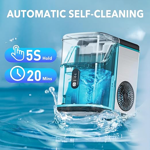 33 LBS Per Day Portable Countertop Ice Maker, Self-Cleaning Soft Chewable Pellet Ice Machine with Scoop, Ideal for Home/Kitchen/Bar/Camping
