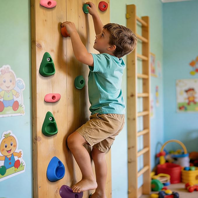 50 PCS Rock Climbing Wall for Kids,Rock Wall Climbing Holds,Adults Climbing Wall Grip Kits Holds Up to 230 lbs for Outdoor Indoor Home Playground Climbing Holds