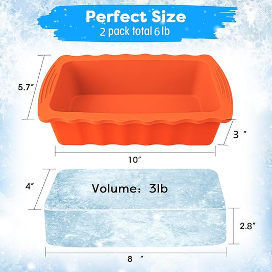 Haldane 5PC Extra Large Ice Block Mold 15LB Ice Cube Bricks Maker Molds for Cold Plunge/Coolers, Reusable Ice Bath Water Chiller, Thick Silicone Ice Bath Accessories Orange