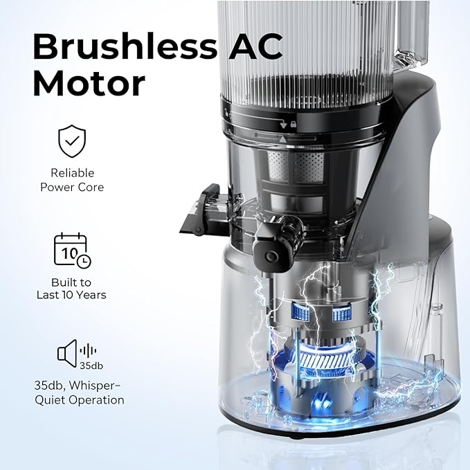 EanOruus Juicer Machines, 3-in-1 Cold Press Juicer, Premium Gray | Makes Juice, Nut Milk & Sorbet, 6.5" Extra Large Chute, 100oz Large Capacity, AC Motor