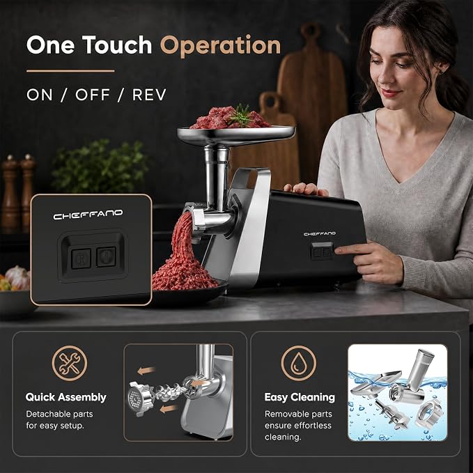 Meat Grinder, 2800W Max Meat Grinder Electric, ETL Approved Heavy Duty Meat Mincer Machine with 2 Blades, 3 Plates, Sausage Stuffer Tubes & Kubbe Kit for Home Kitchen Use