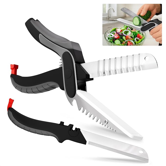 7-in-1 Cutting Board Scissors for Food, Stainless Steel | Dishwasher Safe Kitchen Scissors with Cutting Board; Replaceable Blades; Safety Lock; for Meat, Veggies, Fruit & Herbs