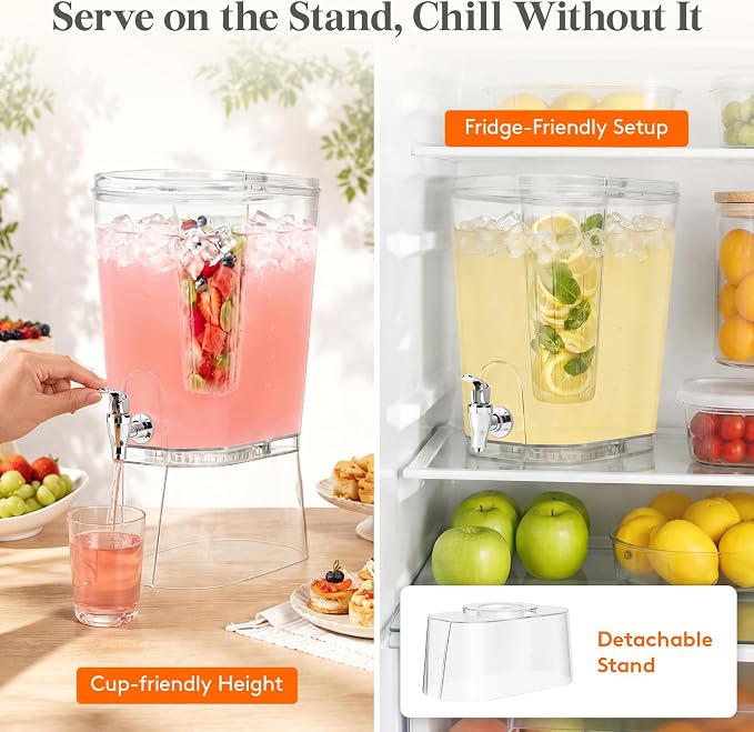 Lifewit 3 Gallon Drink Dispenser for Parties, Large Plastic Beverage Container with Fruit Infuser & Leak-Proof Spigot, BPA Free Water Pitcher for Juice/Tea/Lemonade - Ideal for Bar & Outdoor
