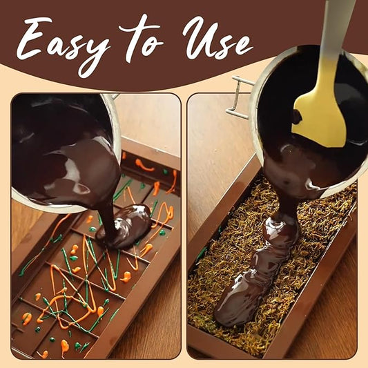 HKNMTT Chocolate Bar Molds Silicone, Large Stuffed Dubai Pistachio Deep Bar Moulds Kit 1 Inch Thick Big Pack of 2, Ideal for Homemade Making Bar Candy Bar Bpa Free DIY