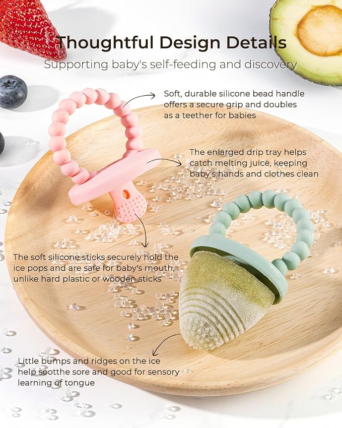 All-Silicone Baby Popsicle Molds with Sticks, AODISTUCE 1oz Popsicle Molds for Babies Breastmilk Popsicles Molds for Teething Relief, Frozen Treats Maker Popsicle Maker Ice Pop Mold for Toddlers Kids