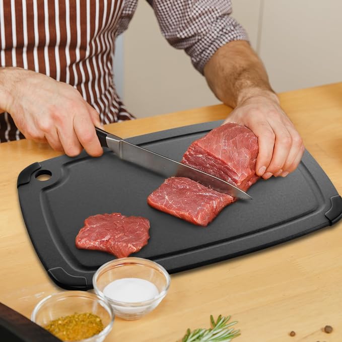 Dishwasher Safe Cutting Boards for Kitchen - Extra Large 18" x 12" Composite Wood Cutting Board with Juice Groove, Non-Slip Feet & Lightweight Eco-Friendly Design - Slate Black