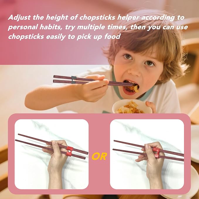 EAEDMY 7 Pairs Training Kid Adult Chopsticks and Trainers for Beginners, Japanese Wooden Beginners Training Chopsticks Helpers Set, Reusable, Dishwasher Safe, L8.86Inch (3.Rosewood)