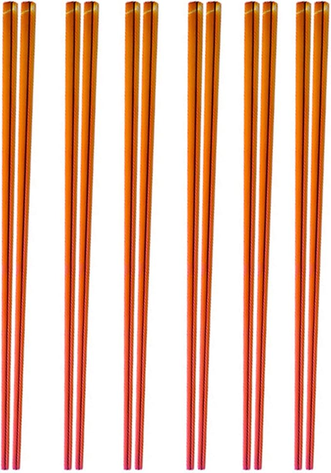 Stainless Steel Chopsticks,Reusable ,Dishwasher Safe , Easy to Use（6 PCS,Dazzling red）