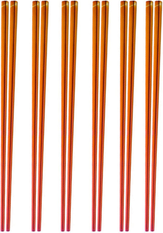 Stainless Steel Chopsticks,Reusable ,Dishwasher Safe , Easy to Use（6 PCS,Dazzling red）