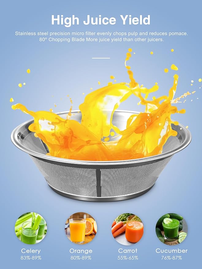 Juicer Machine 800W Centrifugal Juicer with Wide Mouth Feed Chute | For Fruits And Vegetables, Stainless Steel, BPA-Free Parts, Easy To Clean, Aqua, Fast Juice Extraction